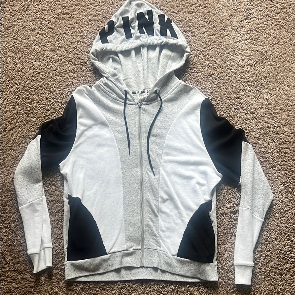 Victoria's Secret Pink Gray Zip-up Hoodie Size Large